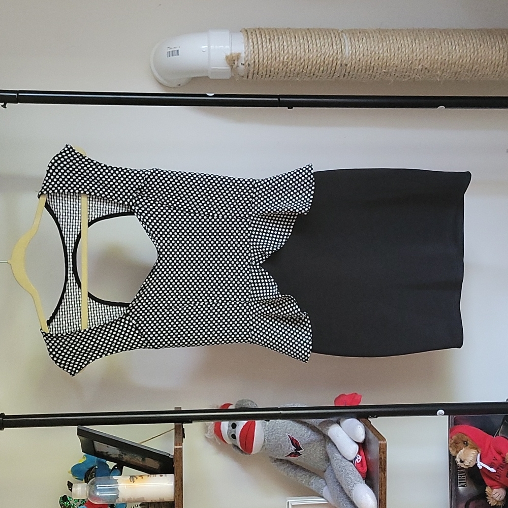 Women's Cut-Out Back Colorblock Peplum Dress